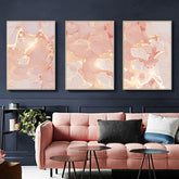 TPFLiving Luxus Poster Leinwand -Abstrakte Strukturen - Pink, Beige, Gold - 13 verschiedene Größen - Günstiges 3-er Set OHNE Rahmen - SET